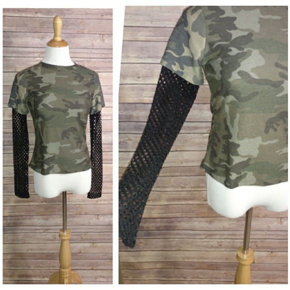 🔹Camouflage 🔹Top with mesh sleeves - Picture 5 of 7